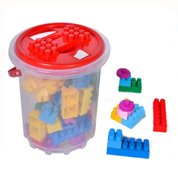 Set cuburi de constructie in galeata, multicolor, 48 de piese - Bildo Set cuburi de constructie in galeata, multicolor, 48 de piese - Bildo