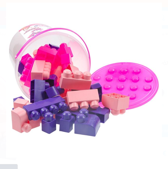 Set cuburi de constructie in galeata, roz, 48 de piese Set cuburi de constructie in galeata, roz, 48 de piese