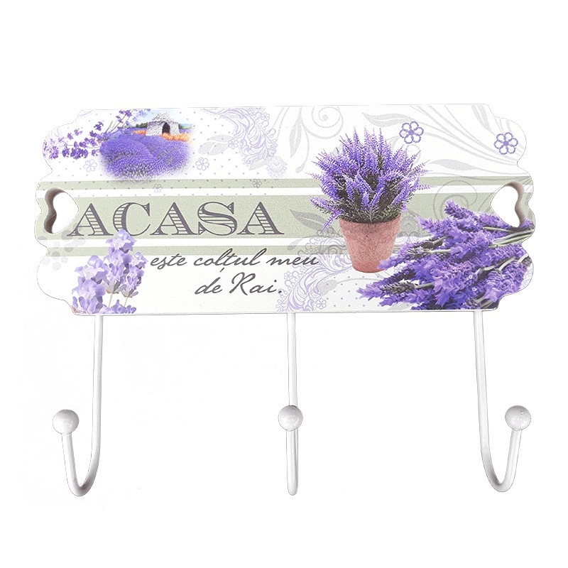 Cuier lemn flori lavanda - Acasa este coltul.. Cuier lemn flori lavanda - Acasa este coltul..