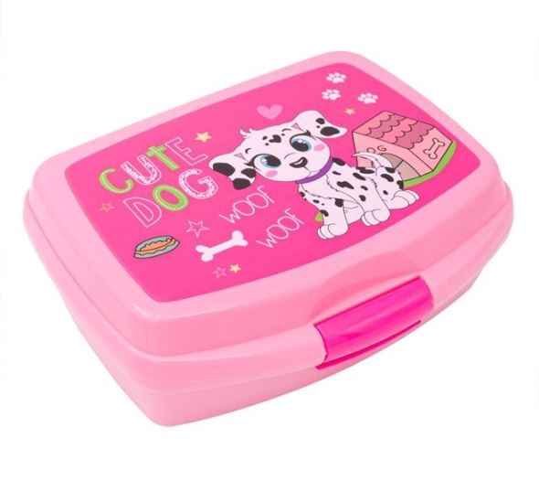 Cutie mancare, roz - Cute Dog + lingura si furculita (550 ml) Cutie mancare, roz - Cute Dog + lingura si furculita (550 ml)