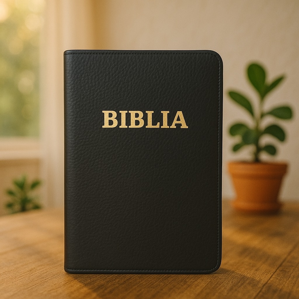 Biblia mica, din piele, negru bizonat, index, fermoar, margini aurii, cuv. lui Isus in rosu [047 PFI]