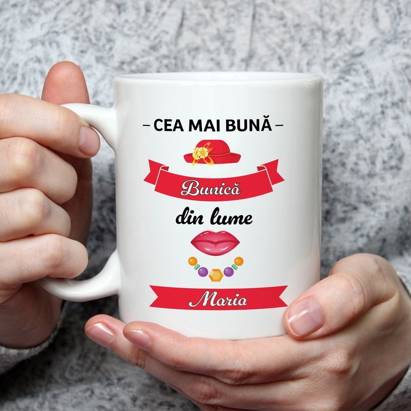 Cană personalizată cu nume pentru 8 Martie – Bunică Cană personalizată cu nume pentru 8 Martie – Bunică