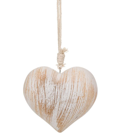 Agatatoare din lemn decorativa - Inima, alb-maro (13x6x12 cm) Agatatoare din lemn decorativa - Inima, alb-maro (13x6x12 cm)