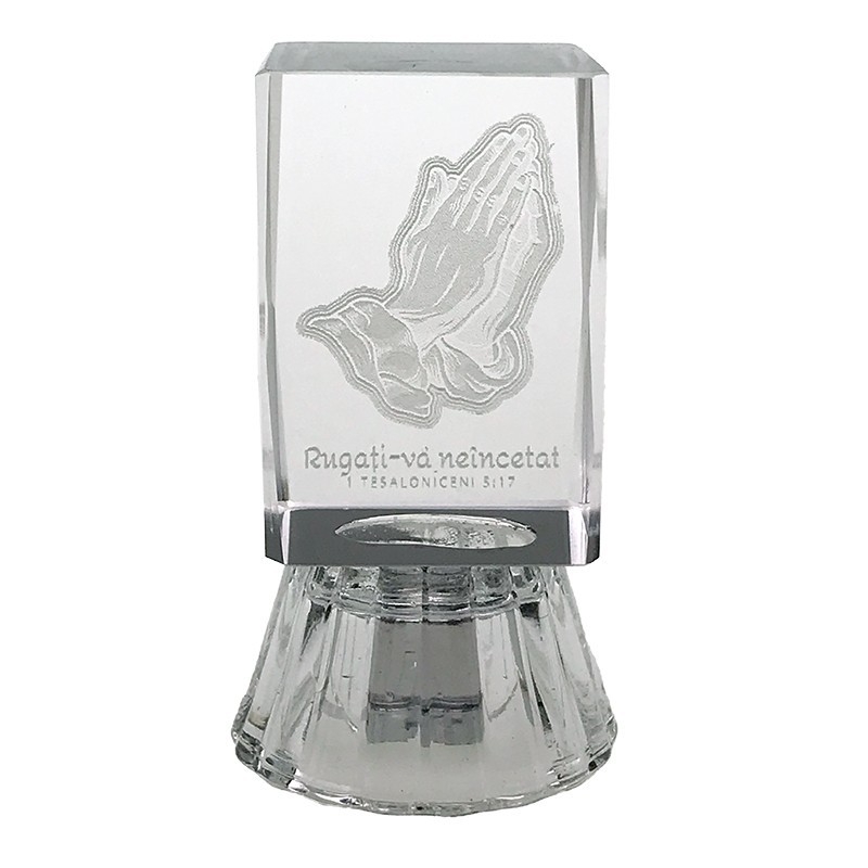 Decorațiune din sticlă cu led - Rugați-vă neîncetat Decorațiune din sticlă cu led - Rugați-vă neîncetat