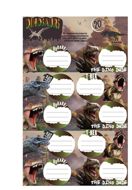 Etichete scolare - Dinozauri (20 buc.)