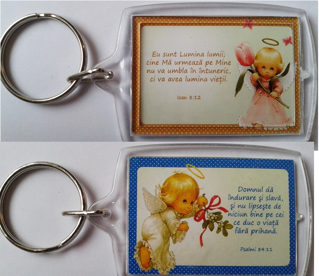 Brelocuri crestine fata/verso - EU sunt Lumina lumii/Domnul da indurare si slava
