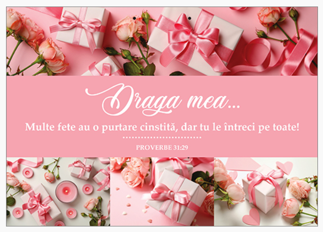 Poster cu verset A4 - "Multe fete au o purtare cinstită, dar tu le întreci pe toate!" [22]