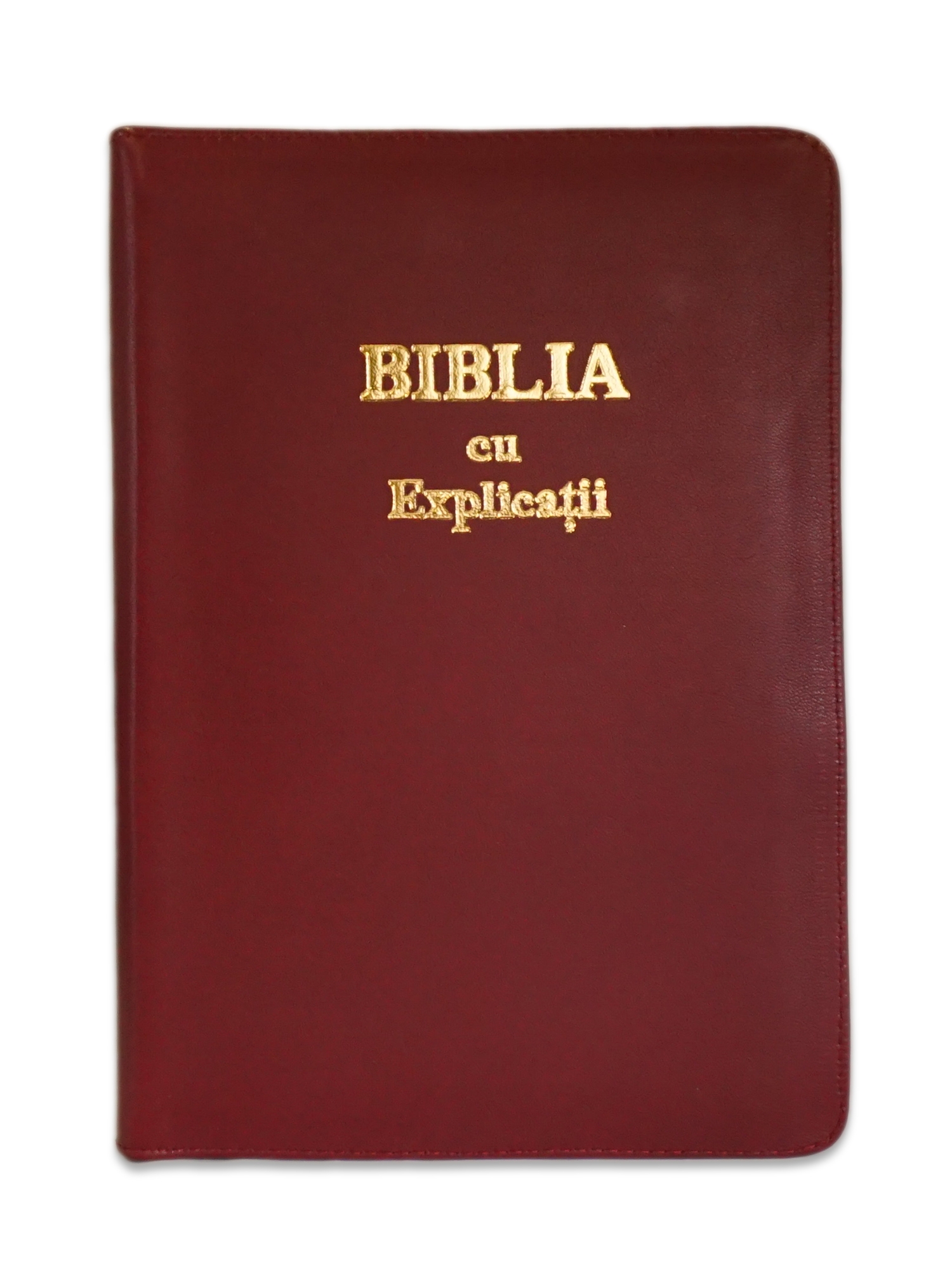 Biblia cu explicatii + concordanta biblica, piele naturala, culoare visiniu, fermoar, index, margini aurii, cuv. lui Isus cu rosu [CO 77 PFI]