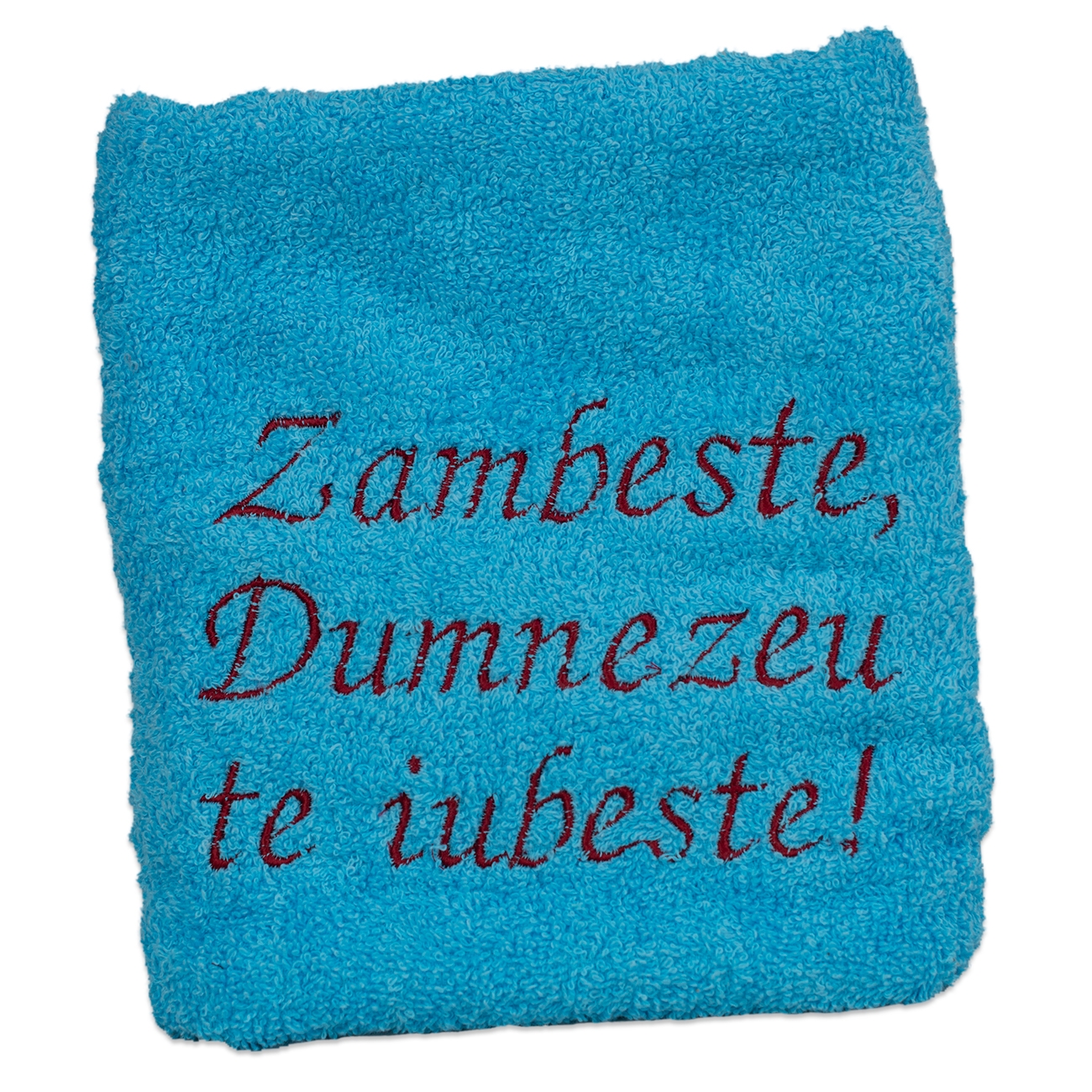 Prosop brodat - Zambeste! Dumnezeu te iubeste (albastru deschis) Prosop brodat - Zambeste! Dumnezeu te iubeste (albastru deschis)