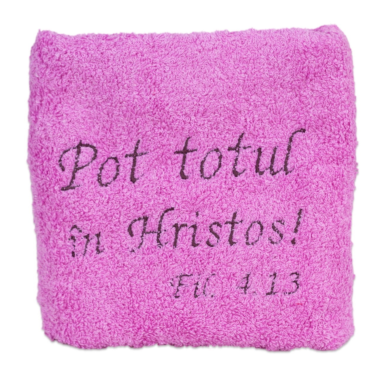 Prosop brodat - Pot totul in Hristos! (roz) Prosop brodat - Pot totul in Hristos! (roz)