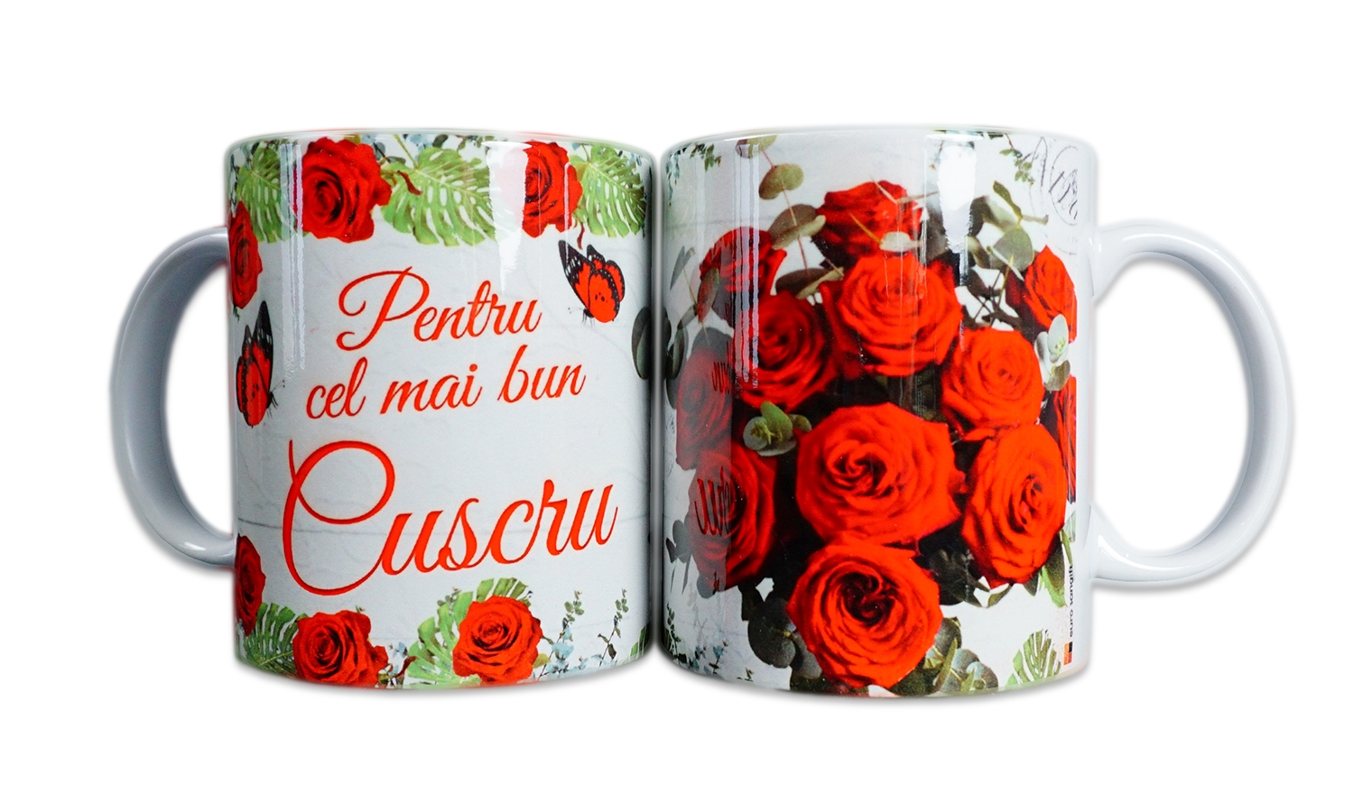 Cana cadou cu trandafiri - pentru cuscru Cana cadou cu trandafiri - pentru cuscru