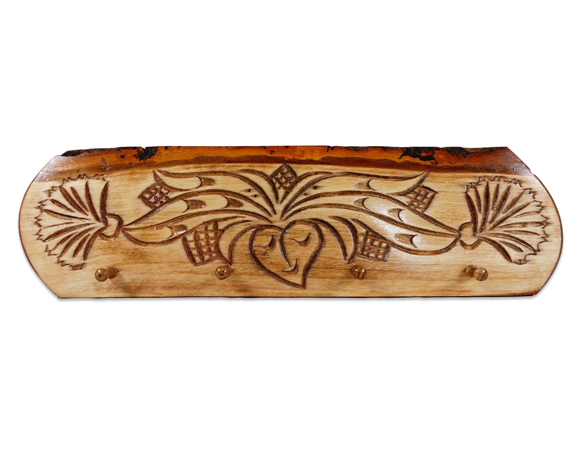 Cuier  din lemn cu modele de flori ( 40x11cm) Cuier  din lemn cu modele de flori ( 40x11cm)