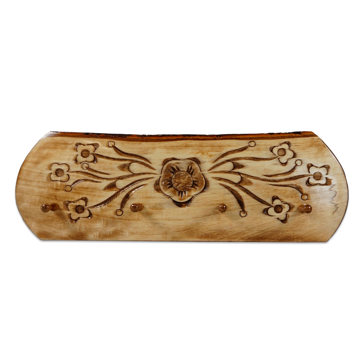 Cuier din lemn cu modele de flori ( 40x11cm) Cuier din lemn cu modele de flori ( 40x11cm)