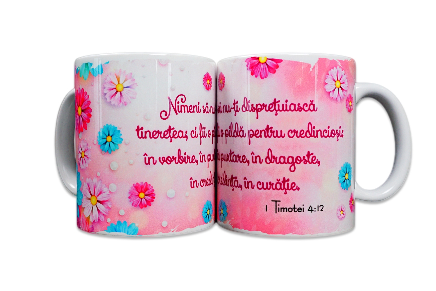 Cană cu mesaj creștin - "Nimeni să nu-ţi dispreţuiască tinereţea..." (1 Timotei 4:12) Cană cu mesaj creștin - "Nimeni să nu-ţi dispreţuiască tinereţea..." (1 Timotei 4:12)