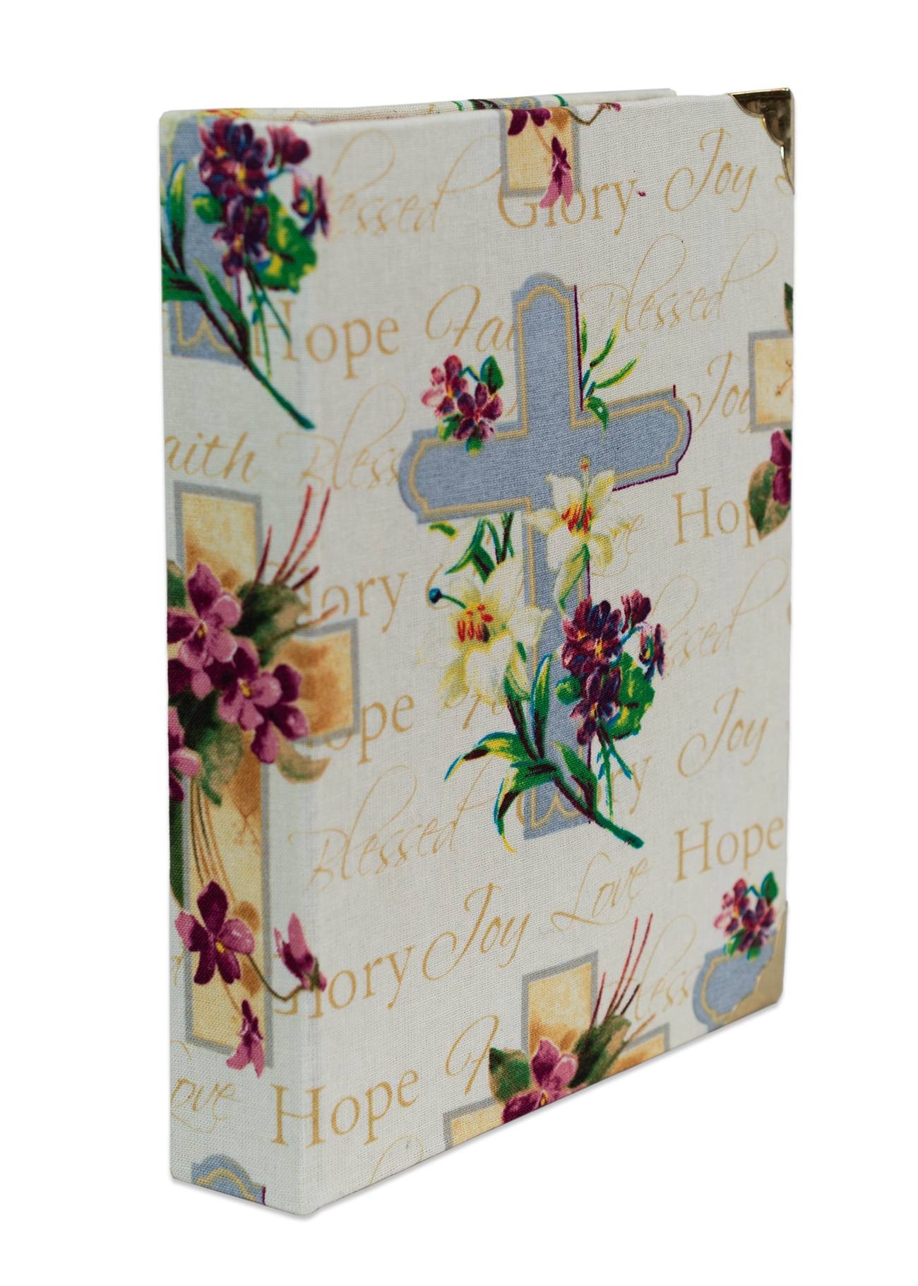 Biblia handmade, model 75, marime medie, coperta tare textila, margini aurii, index, cuv. lui Isus cu rosu [SI 057 HM]