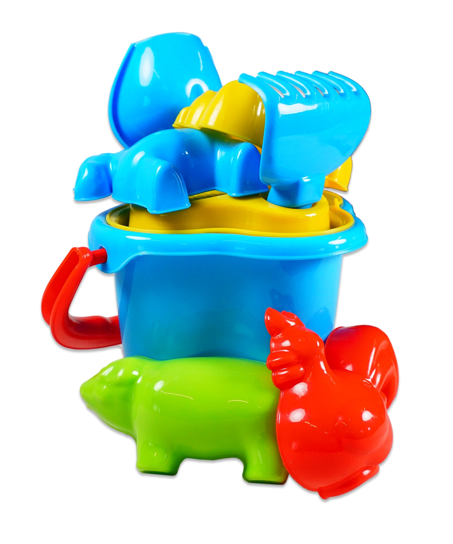 Set jucarii pentru nisip - Galeata albastra cu sita + 6 accesorii Set jucarii pentru nisip - Galeata albastra cu sita + 6 accesorii