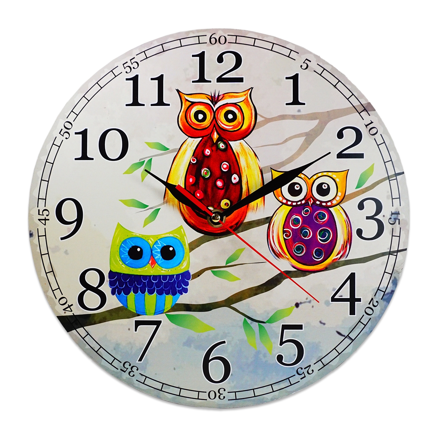 Ceas rotund perete trei bufnite - 28 x 28 cm Ceas rotund perete trei bufnite - 28 x 28 cm