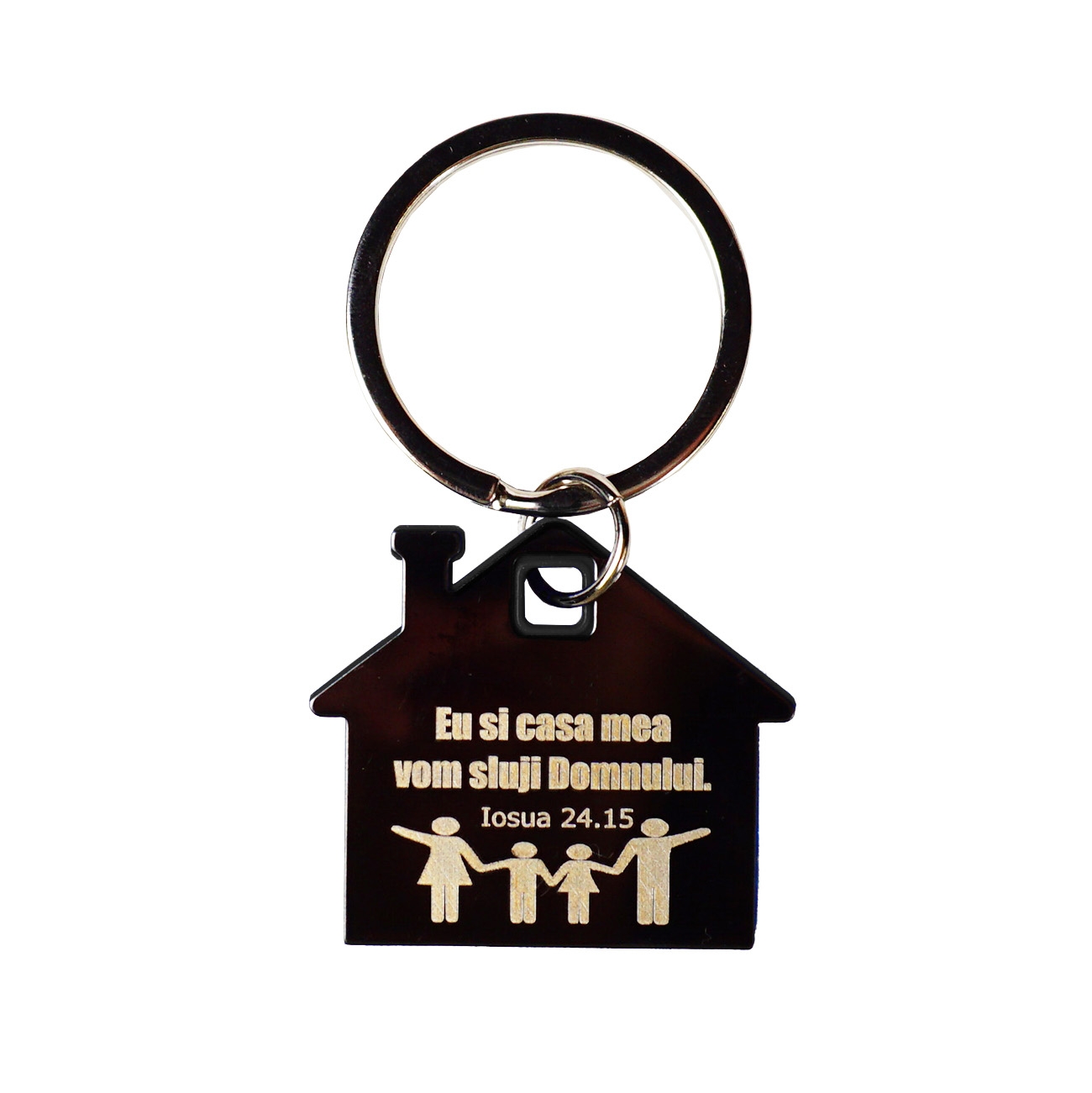 Breloc căsuță interior negru - "Eu si casa mea vom sluji Domnului" Breloc căsuță interior negru - "Eu si casa mea vom sluji Domnului"