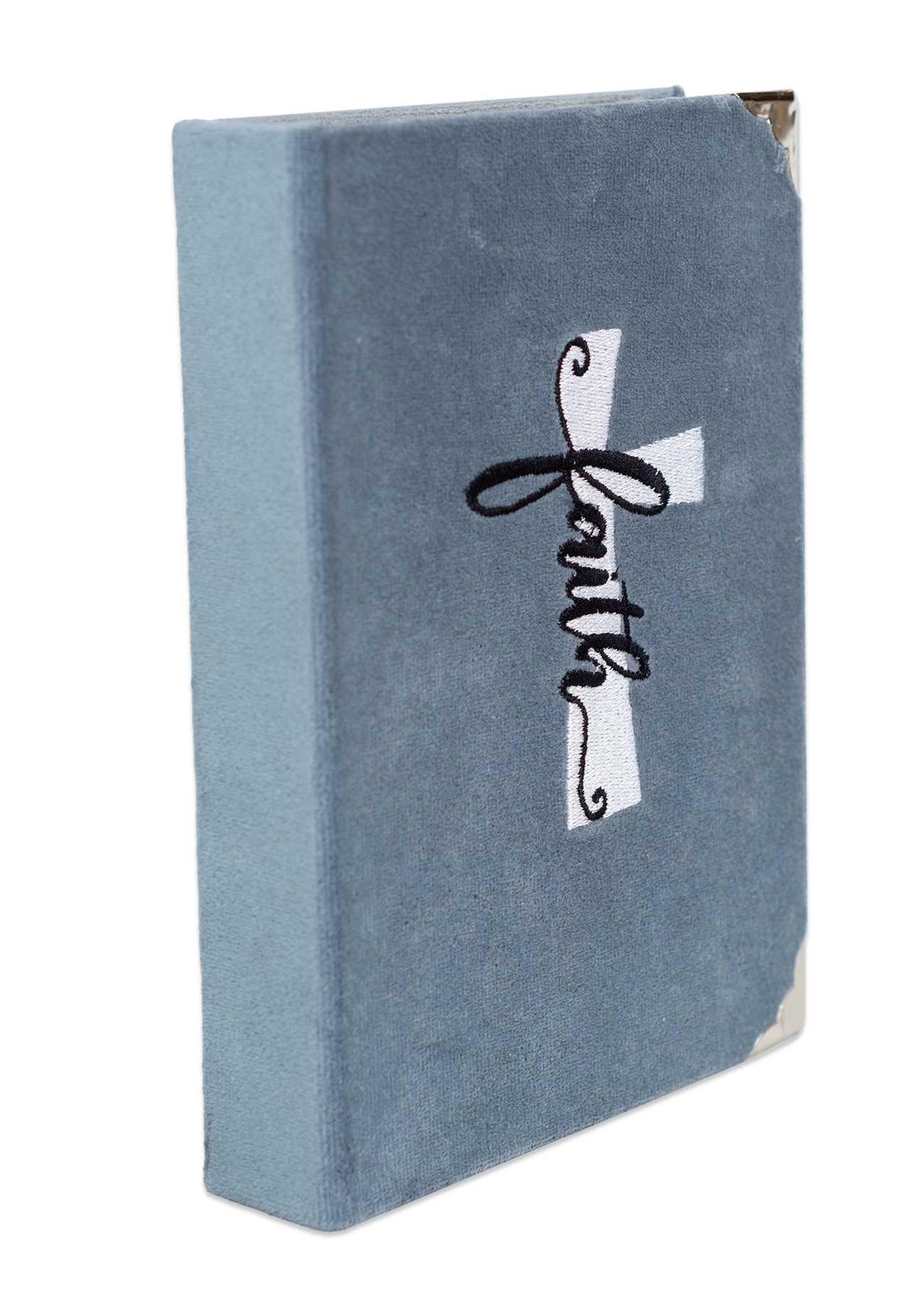 Biblia handmade, model 82, marime medie, coperta tare textila, model broderie, margini aurii, index, cuv. lui Isus cu rosu [SI 057 HM]