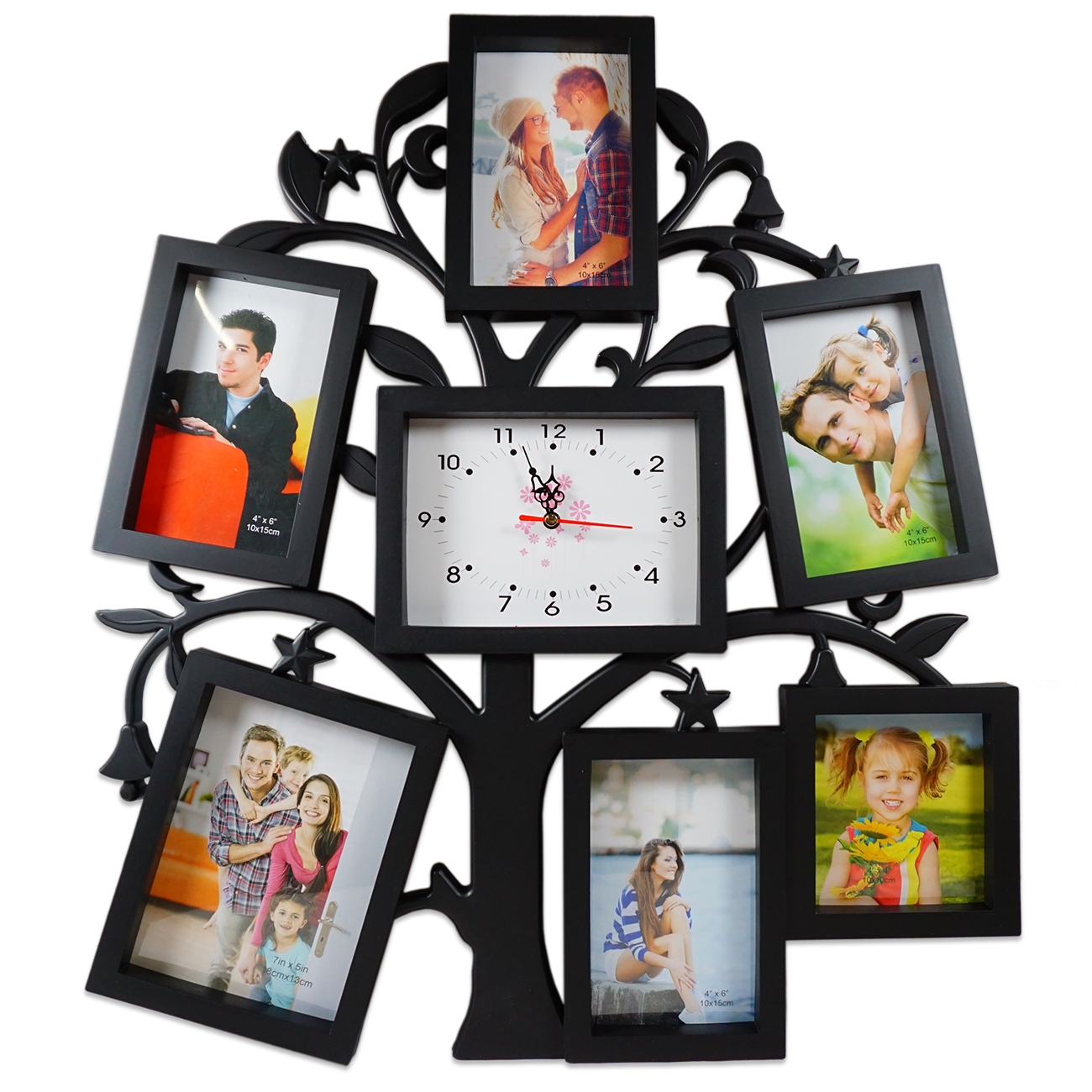 Rama foto colaj 6 poze cu ceas - Negru Rama foto colaj 6 poze cu ceas - Negru