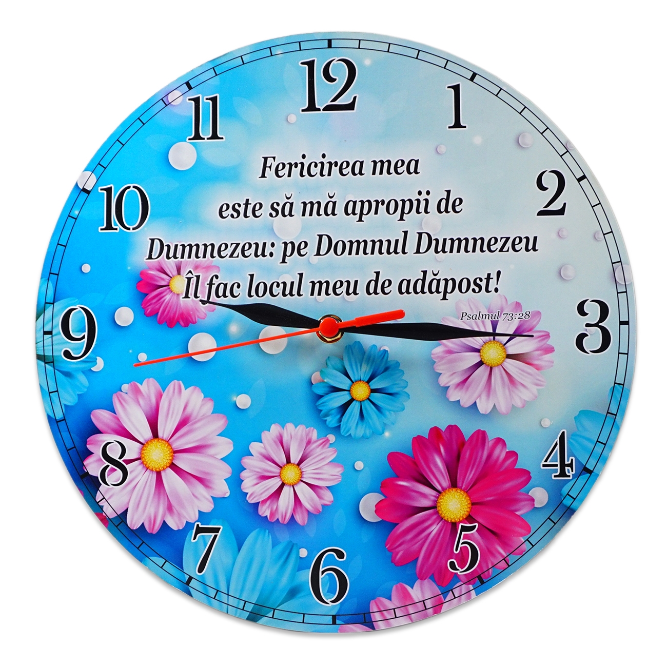 Ceas perete rotund cu mesaj creștin (30 cm) - "Fericirea mea..." Ceas perete rotund cu mesaj creștin (30 cm) - "Fericirea mea..."