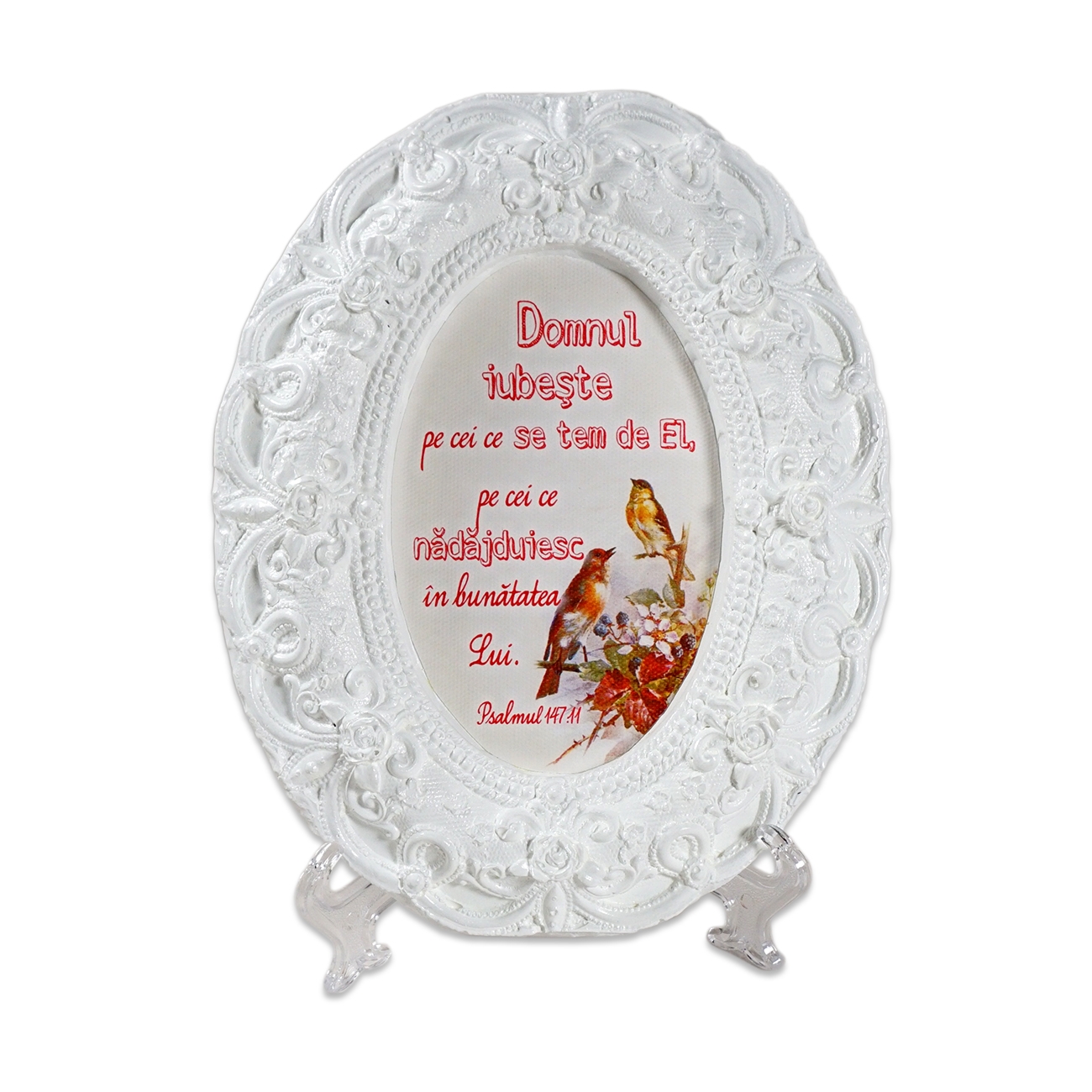 Tablou oval cu verset - "Domnul iubește pe cei ce se tem de El..."