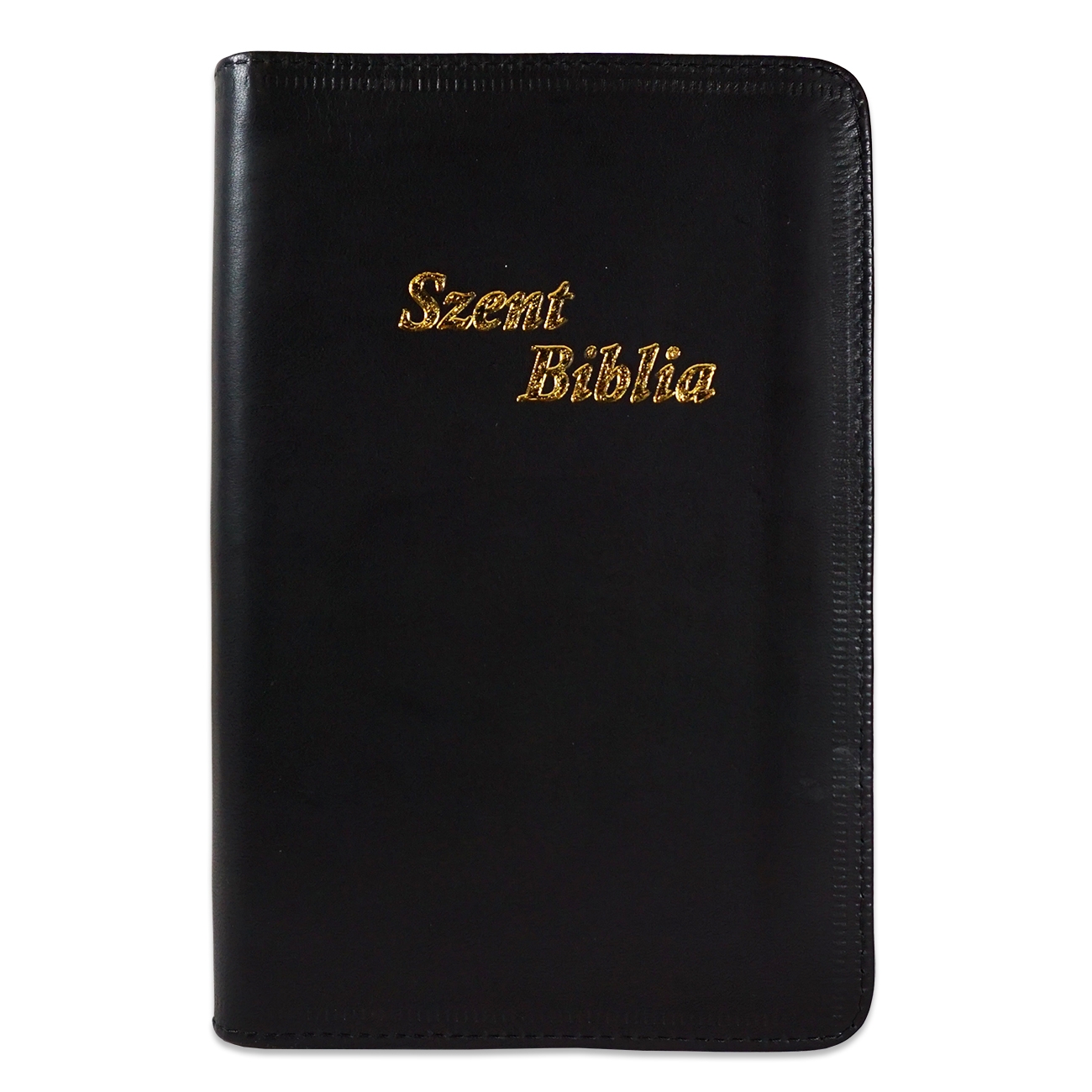 Szent Biblia, Közepes Biblia, Fekete, Bőr, Cipzáras, Károli Gáspár Forditása - Biblia medie, piele, in lb. maghiara cu fermoar [052 PF]