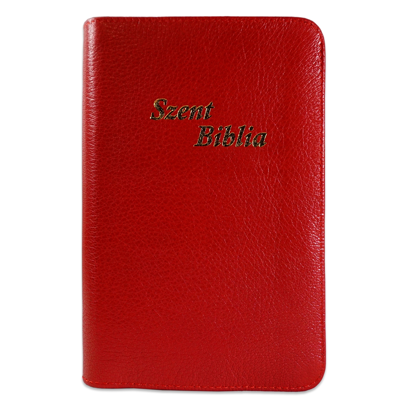 Szent Biblia, Közepes Biblia, Piros, Bőr, Cipzáras, Károli Gáspár Forditása - Biblia medie, piele, in lb. maghiara cu fermoar [052 PF]