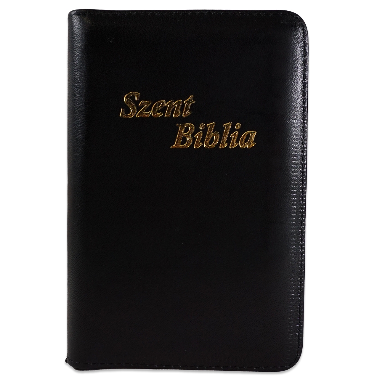 Szent Biblia, Mini Biblia, Fekete, Bőr, Cipzáros, Károli Gáspár Forditása (Biblia mica, piele, in lb. maghiara, fermoar) [043 PF]