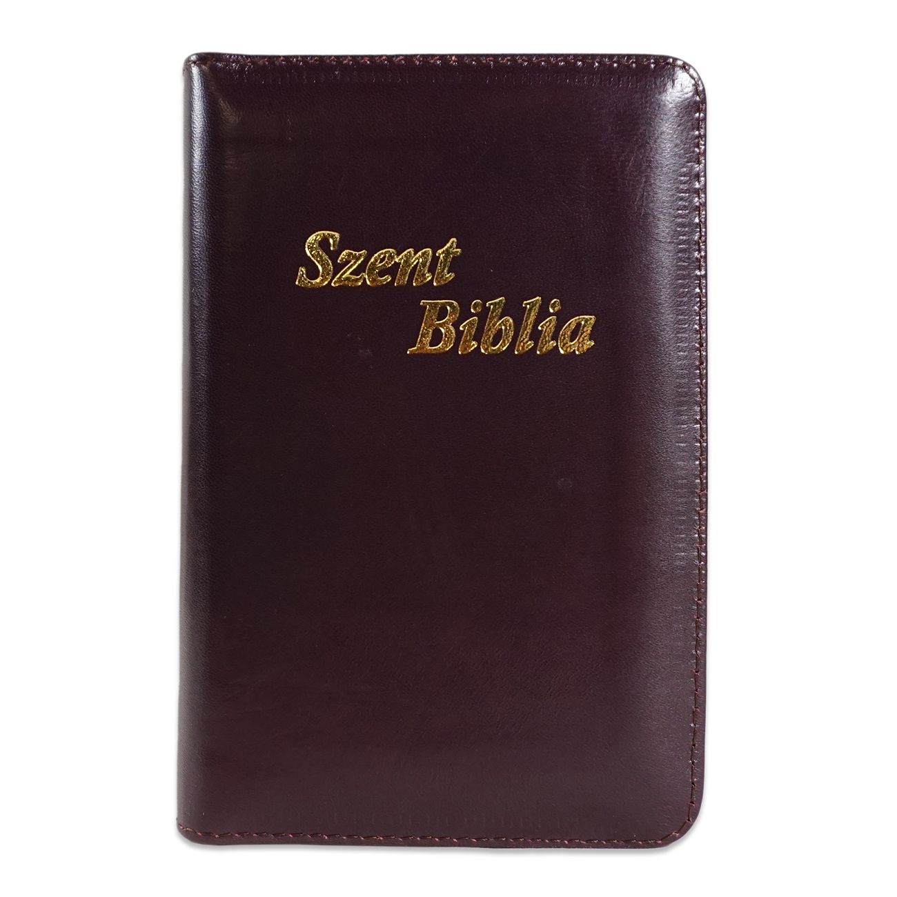 Szent Biblia, Mini Biblia, Bordo sötét, Bőr, Cipzáros, Károli Gáspár Forditása (Biblia mica, piele, in lb. maghiara, fermoar) [043 PF]