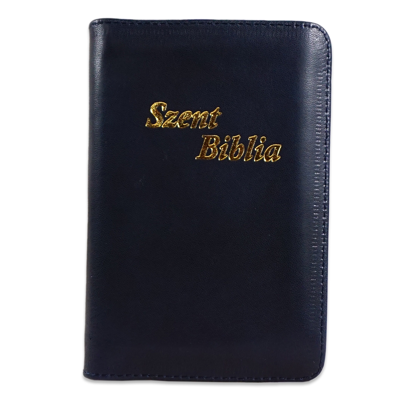 Szent Biblia, Mini Biblia, Sötétkék, Bőr, Cipzáros, Károli Gáspár Forditása (Biblia mica, piele, in lb. maghiara, fermoar) [043 PF]