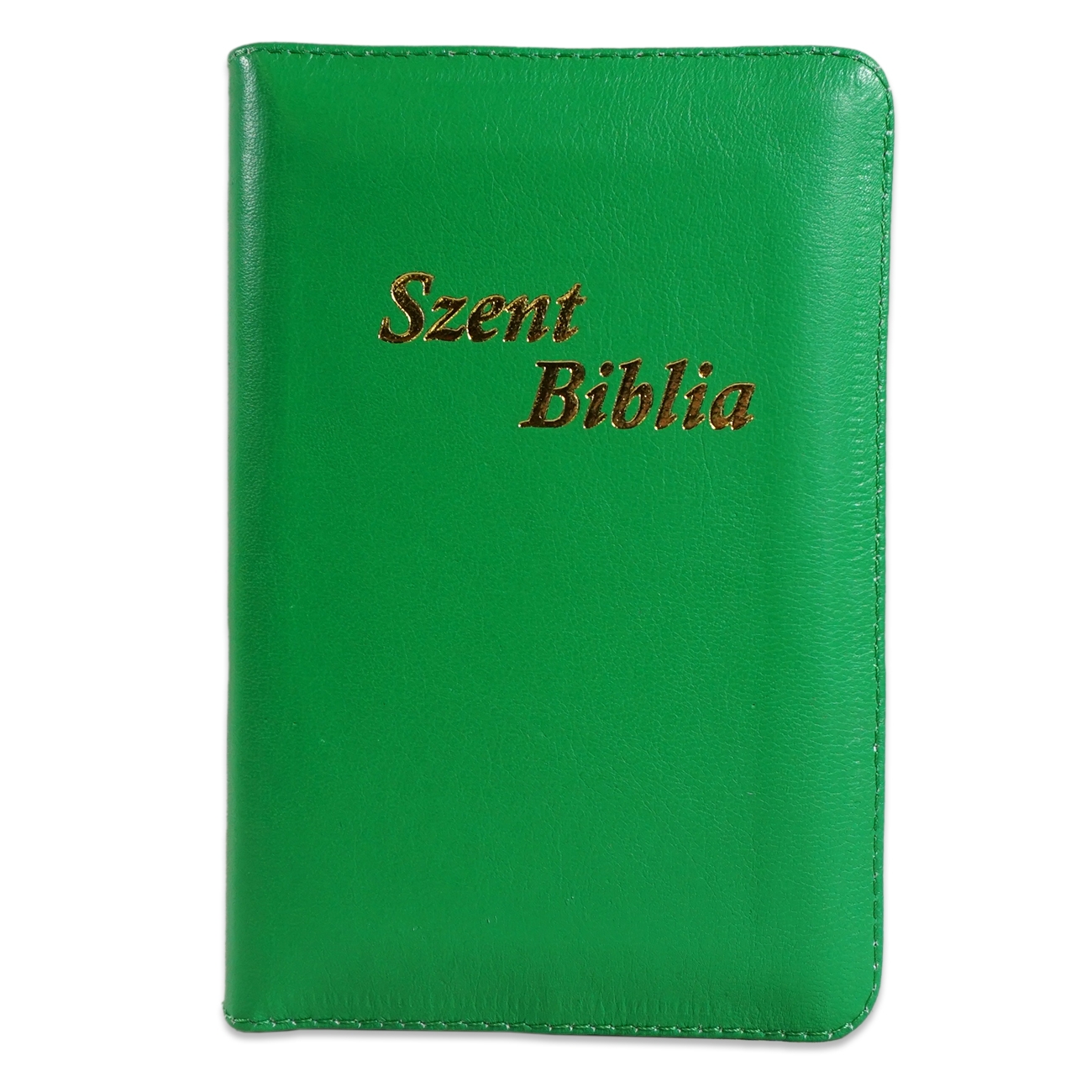 Szent Biblia, Mini Biblia, Zöld, Bőr, Cipzáros, Károli Gáspár Forditása (Biblia mica, piele, in lb. maghiara, fermoar) [043 PF]