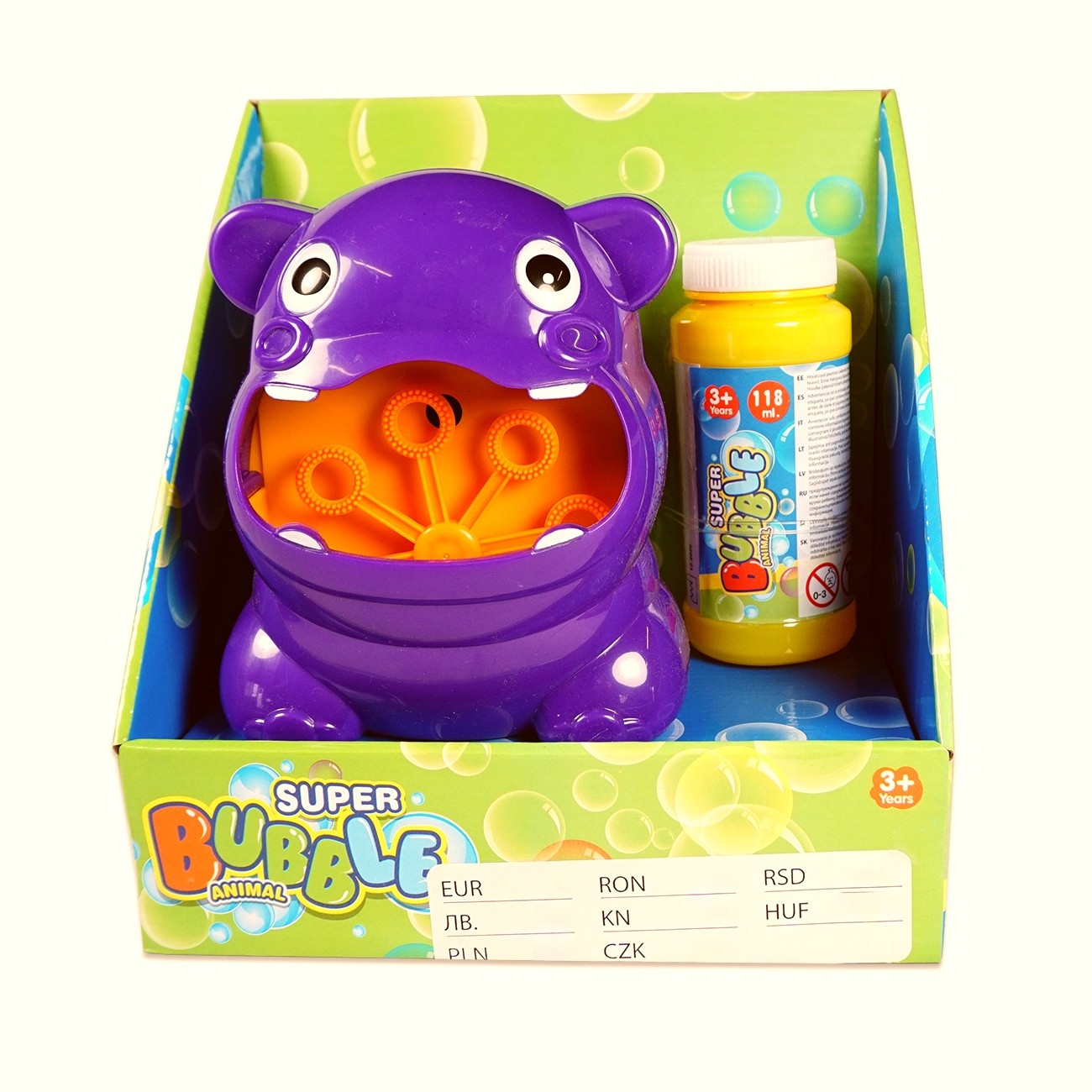 Masinarie de facut baloane de sapun, cu lichid inclus - model broscuta Masinarie de facut baloane de sapun, cu lichid inclus - model broscuta