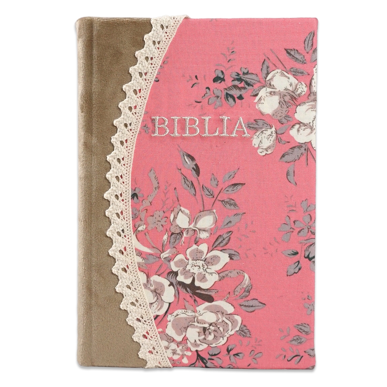 Biblia handmade, model 27, marime medie, coperta flexibila textila, margini albe, index, harti biblice [057 HM]