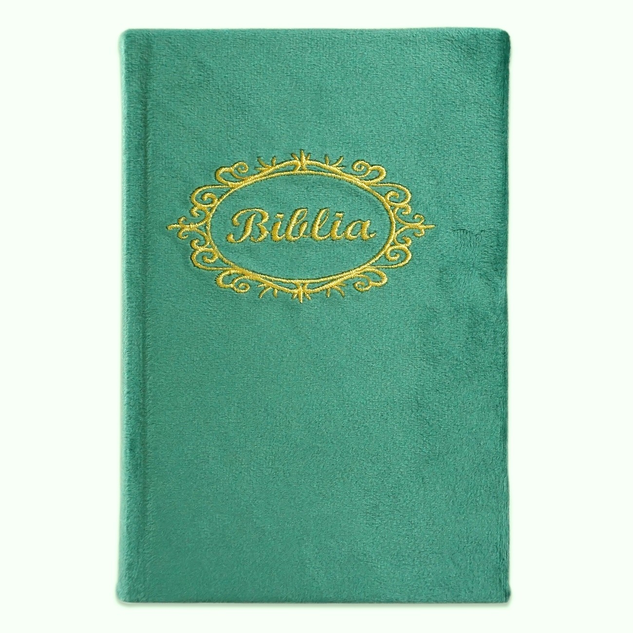 Biblia handmade, model 3, marime medie, coperta tare textila, margini aurii, index, cuv. lui Isus cu rosu [SI 057 HM]
