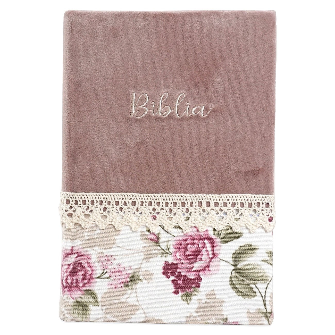 Biblia handmade, model 4, marime medie, coperta tare textila, margini aurii, index, cuv. lui Isus cu rosu [SI 057 HM]