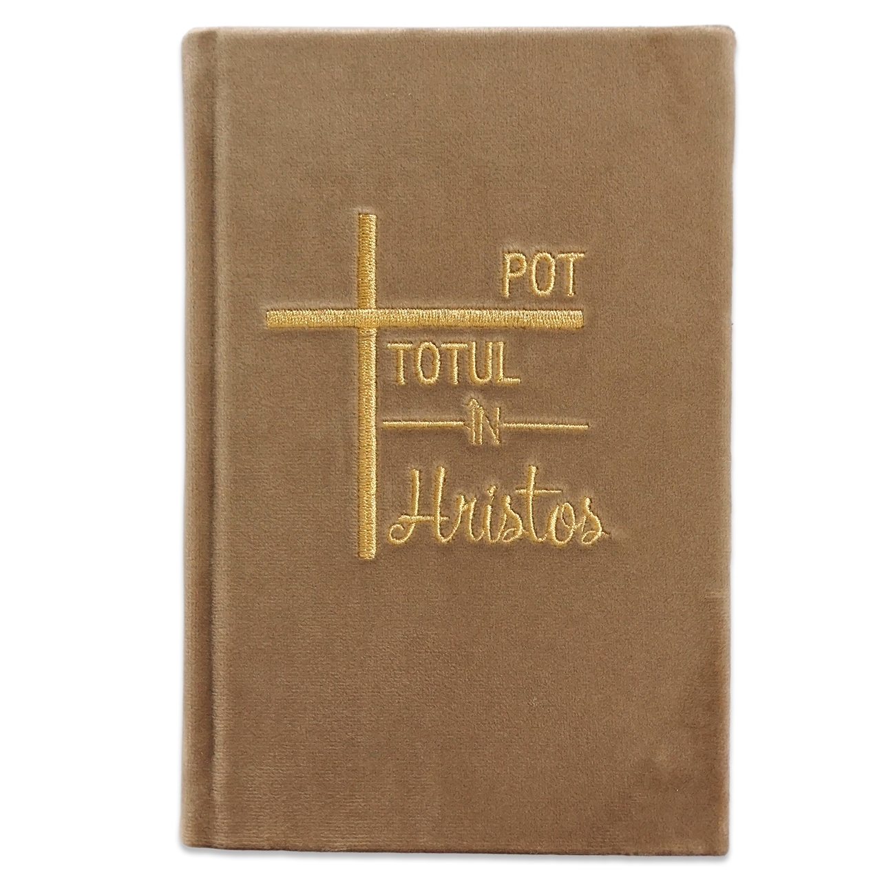 Biblia handmade, model 5, marime medie, coperta tare textila, margini aurii, index, cuv. lui Isus cu rosu [SI 057 HM]