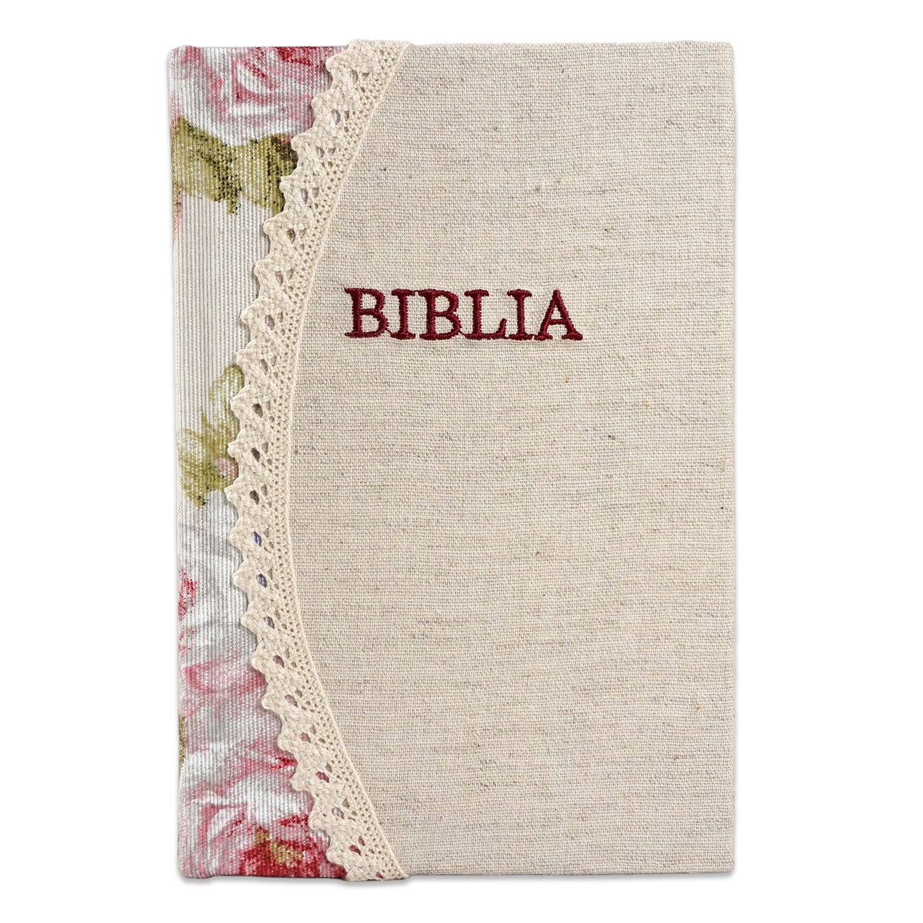 Biblia handmade, model 28, marime medie, coperta flexibila textila, margini albe, index, harti biblice [057 HM]