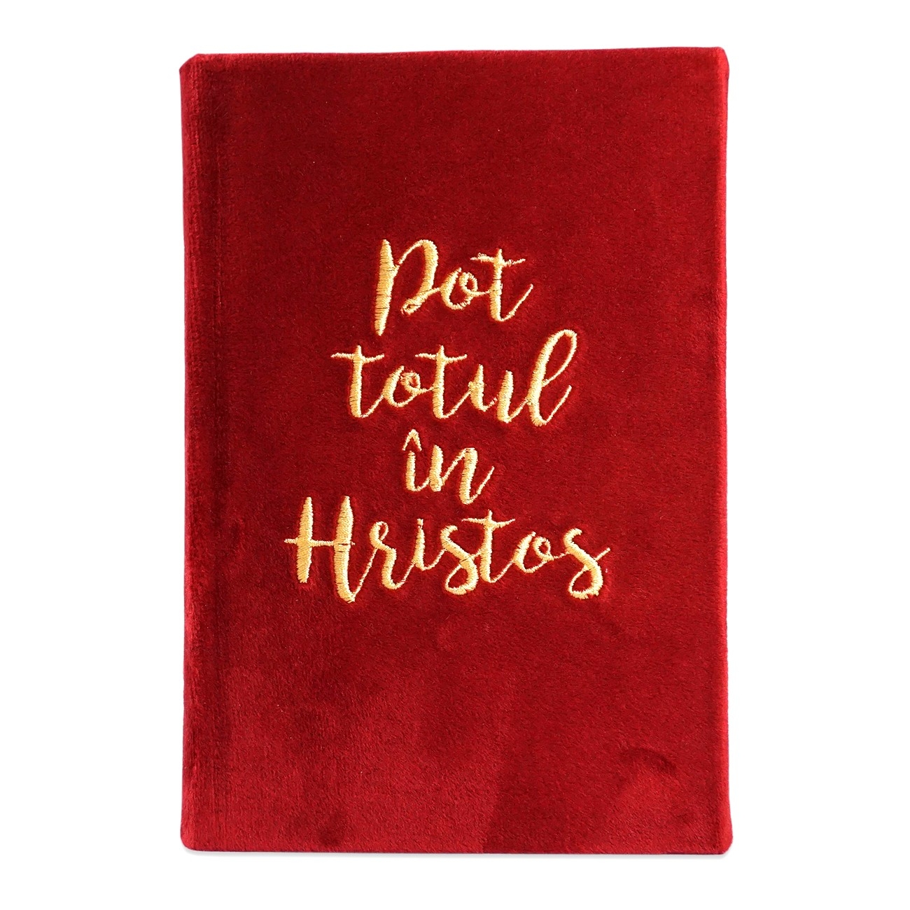 Biblia handmade, model 8, marime medie, coperta tare textila, margini aurii, index, cuv. lui Isus cu rosu [SI 057 HM]