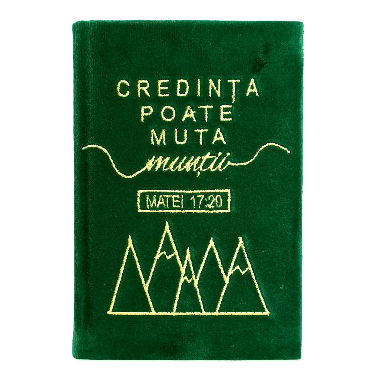 Biblia handmade, model 9, marime medie, coperta tare textila, margini aurii, index, cuv. lui Isus cu rosu [SI 057 HM]