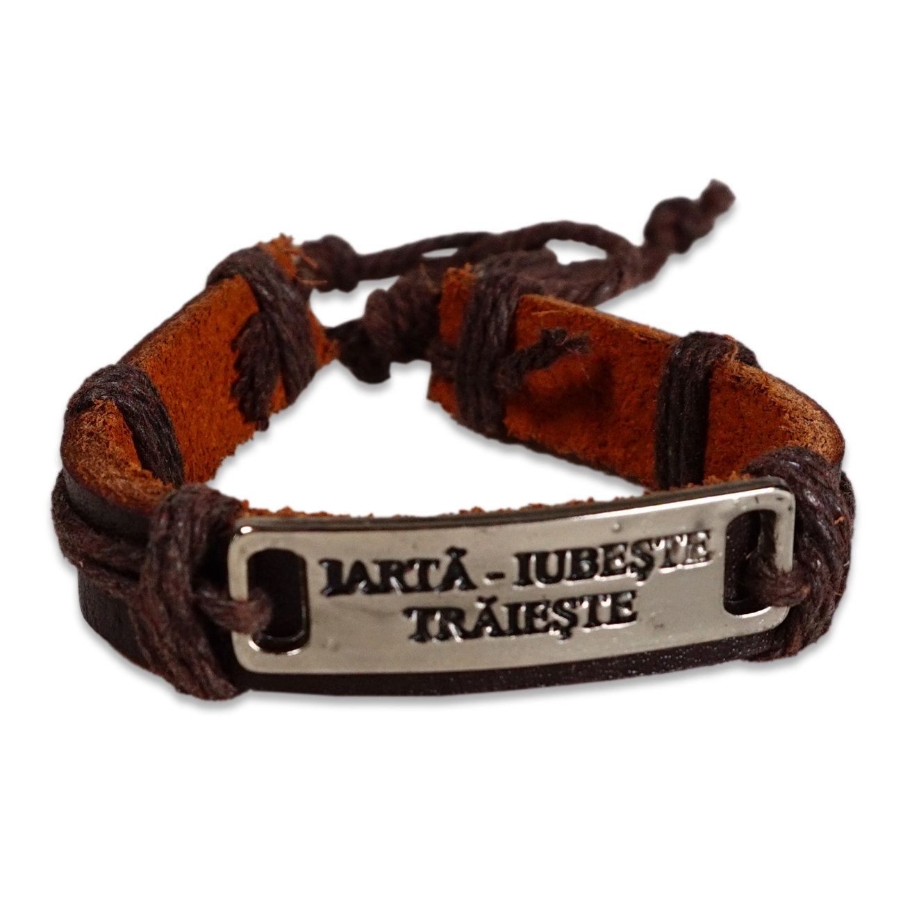 Bratara din piele maro - Iartă, iubește, trăiește Bratara din piele maro - Iartă, iubește, trăiește