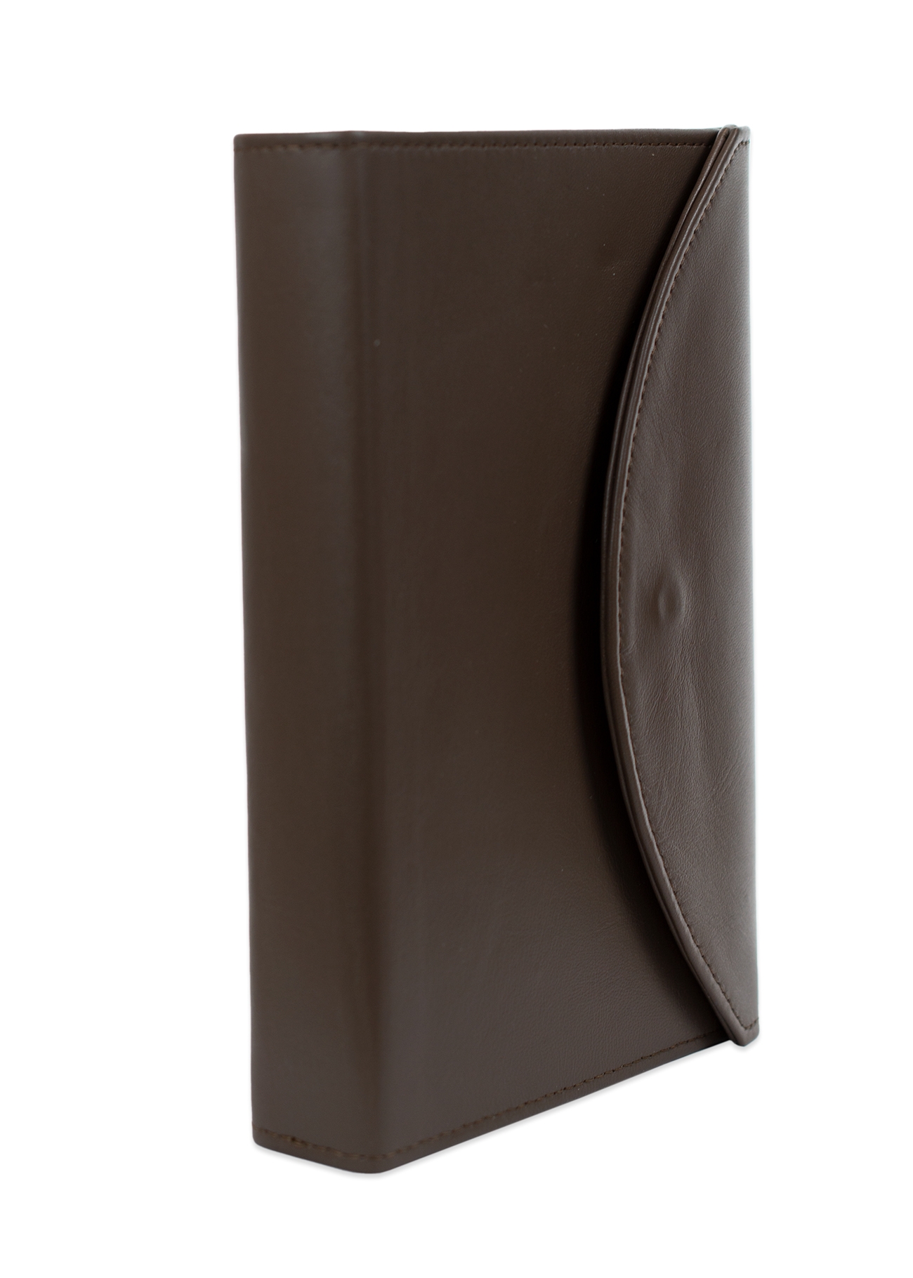 Biblia marime medie, maro, piele, inchidere clapeta cu capsa 1, margini aurii, index, cuv. lui Isus cu rosu [MAR 057 PCI]