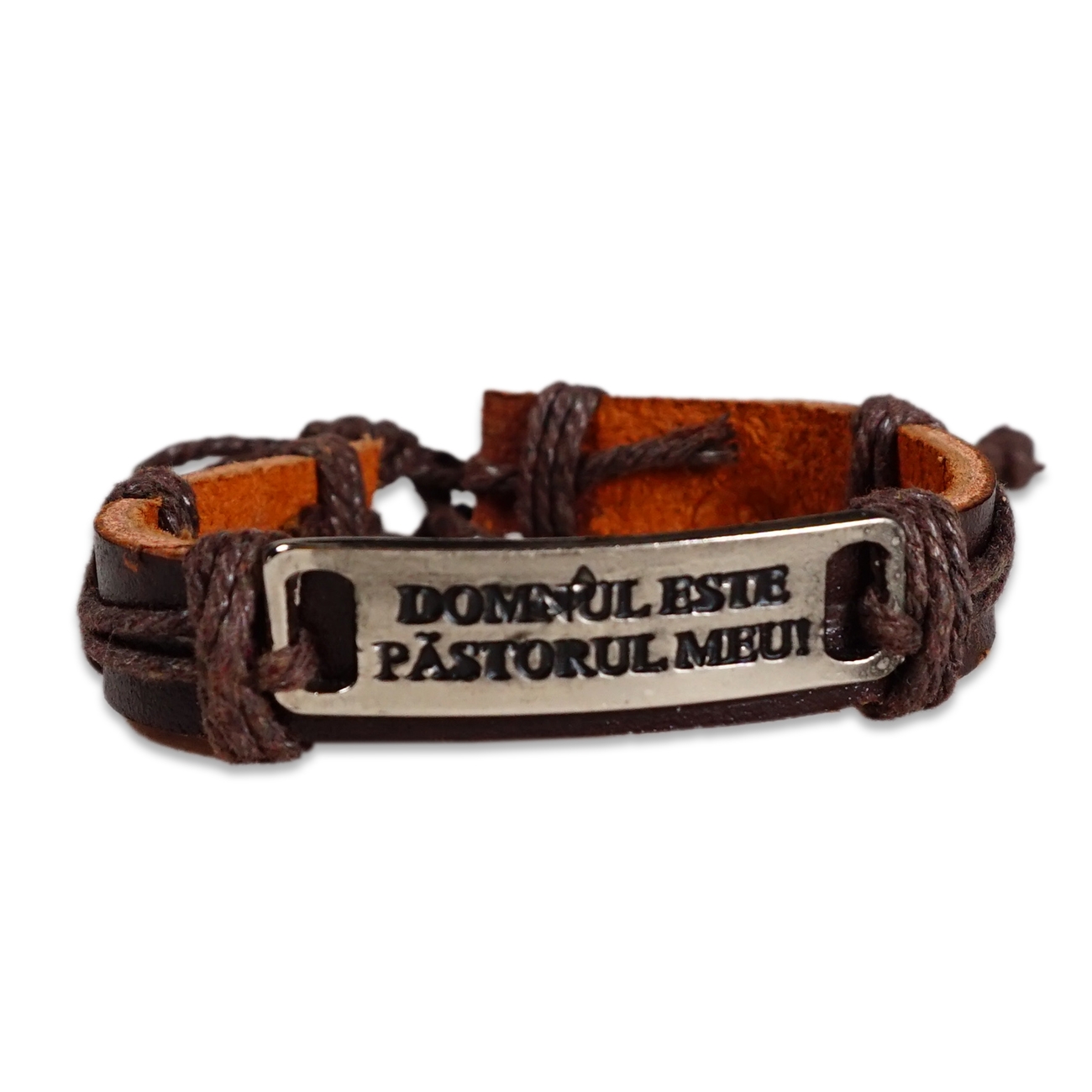 Bratara din piele maro - "Domnul este păstorul meu!" Bratara din piele maro - "Domnul este păstorul meu!"