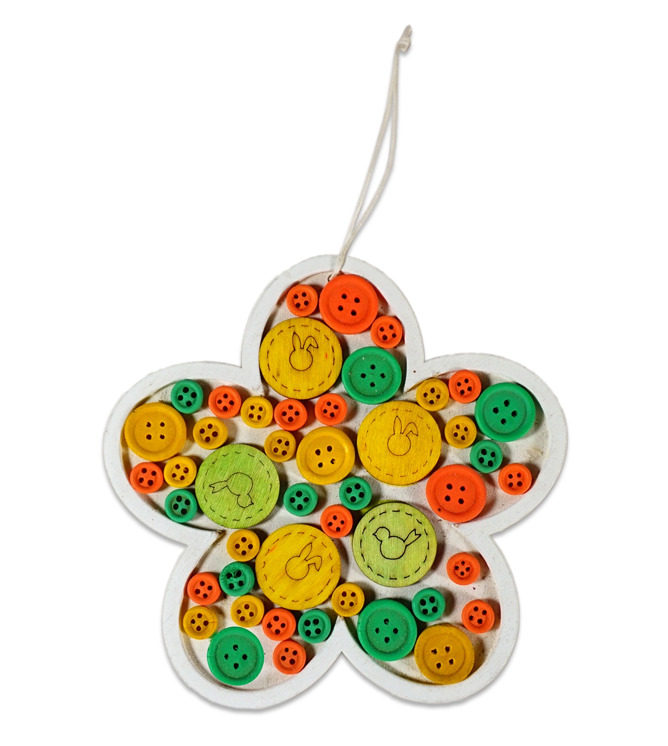 Decor floare cu nasturi din lemn Decor floare cu nasturi din lemn