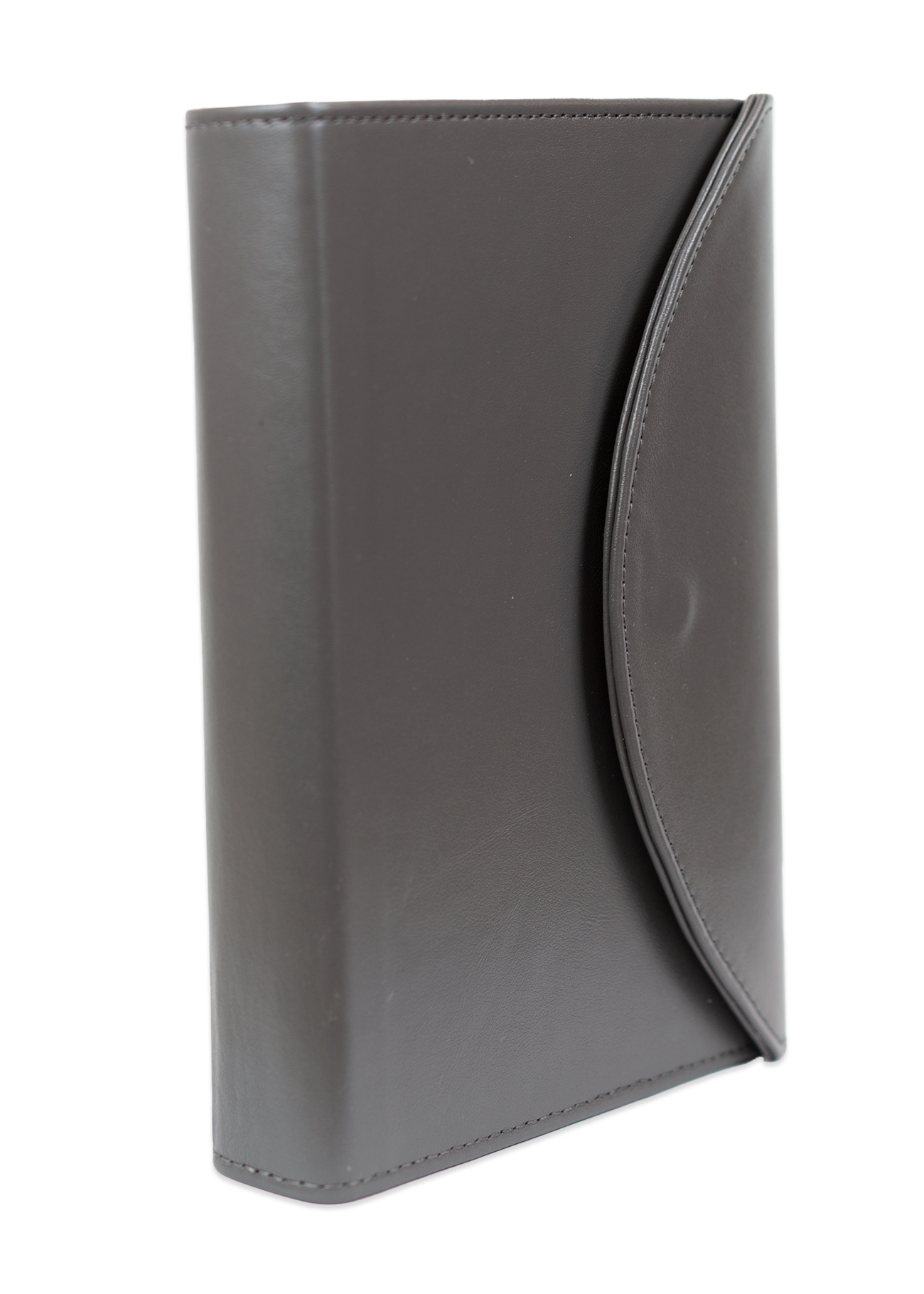 Biblia marime medie, gri, piele, inchidere clapeta cu capsa 1, margini aurii, index, cuv. lui Isus cu rosu [MAR 057 PCI]