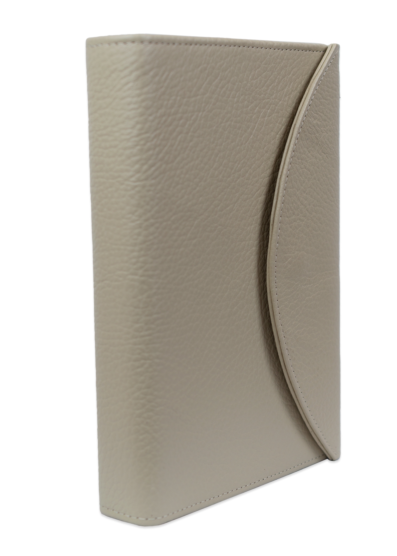 Biblia marime medie, bej deschis, piele, inchidere clapeta cu capsa 1, margini aurii, index, cuv. lui Isus cu rosu [MAR 057 PCI]