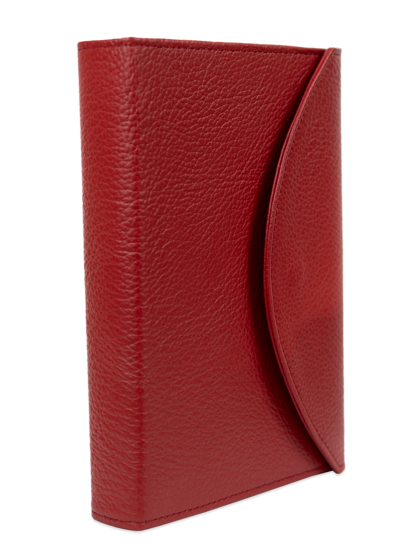 Biblia marime medie, roșie, piele, inchidere clapeta cu capsa 1, margini aurii, index, cuv. lui Isus cu rosu [MAR 057 PCI]