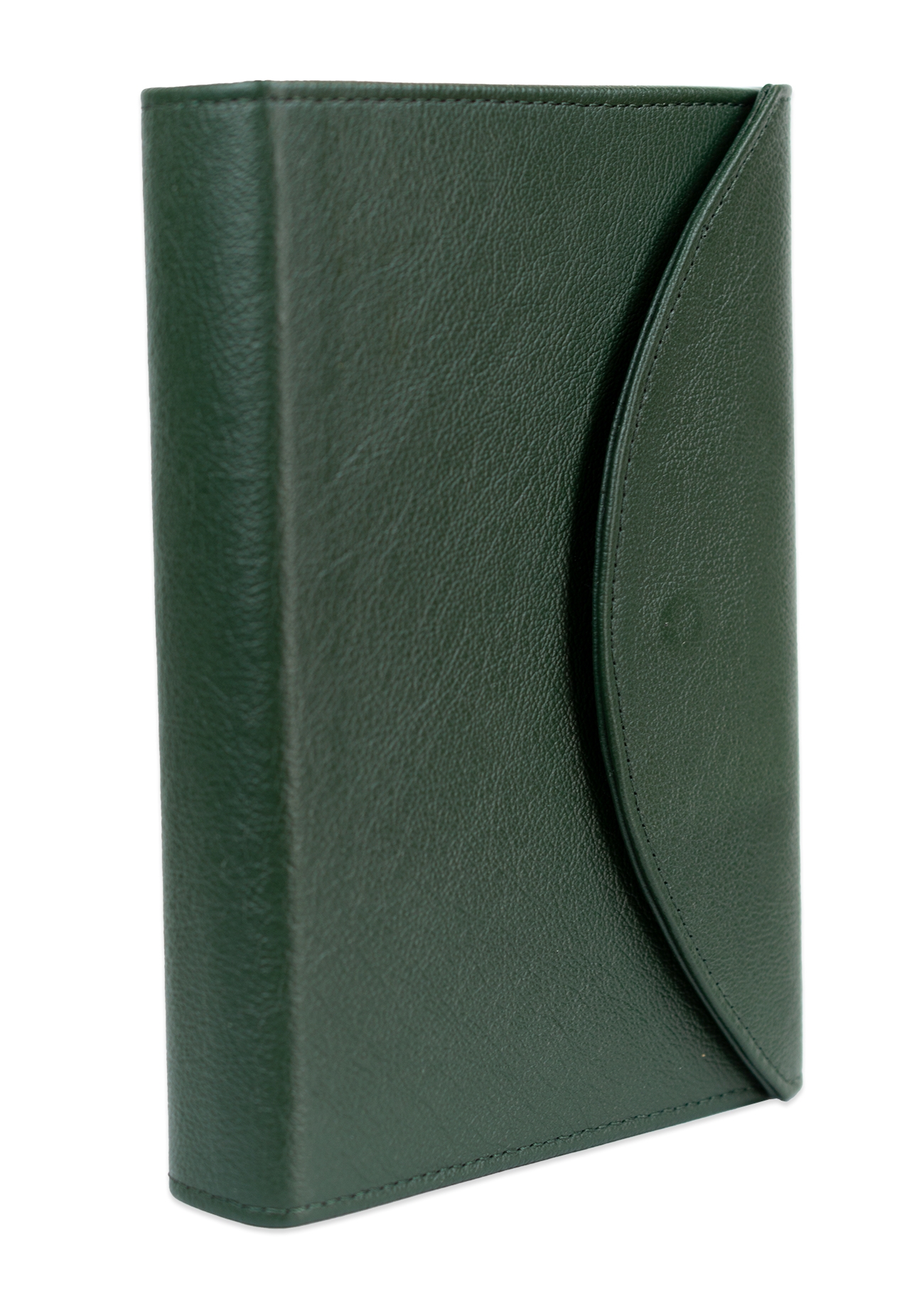 Biblia marime medie, verde, piele, inchidere clapeta cu capsa 1, margini aurii, index, cuv. lui Isus cu rosu [MAR 057 PCI]