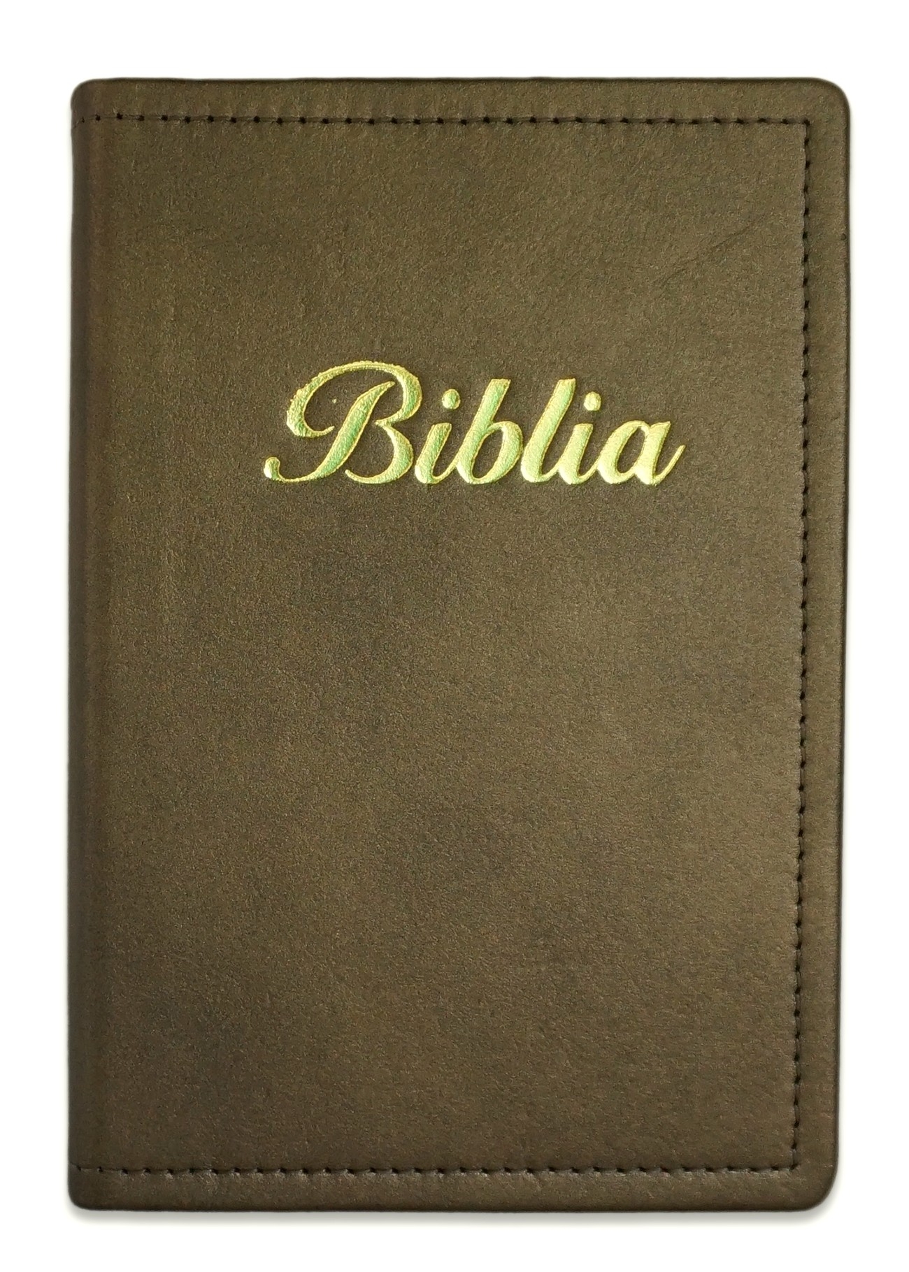 Biblia marime medie, olive, piele, fara fermoar, margini aurii, index, cuv. lui Isus cu rosu [MAR 057 PI]