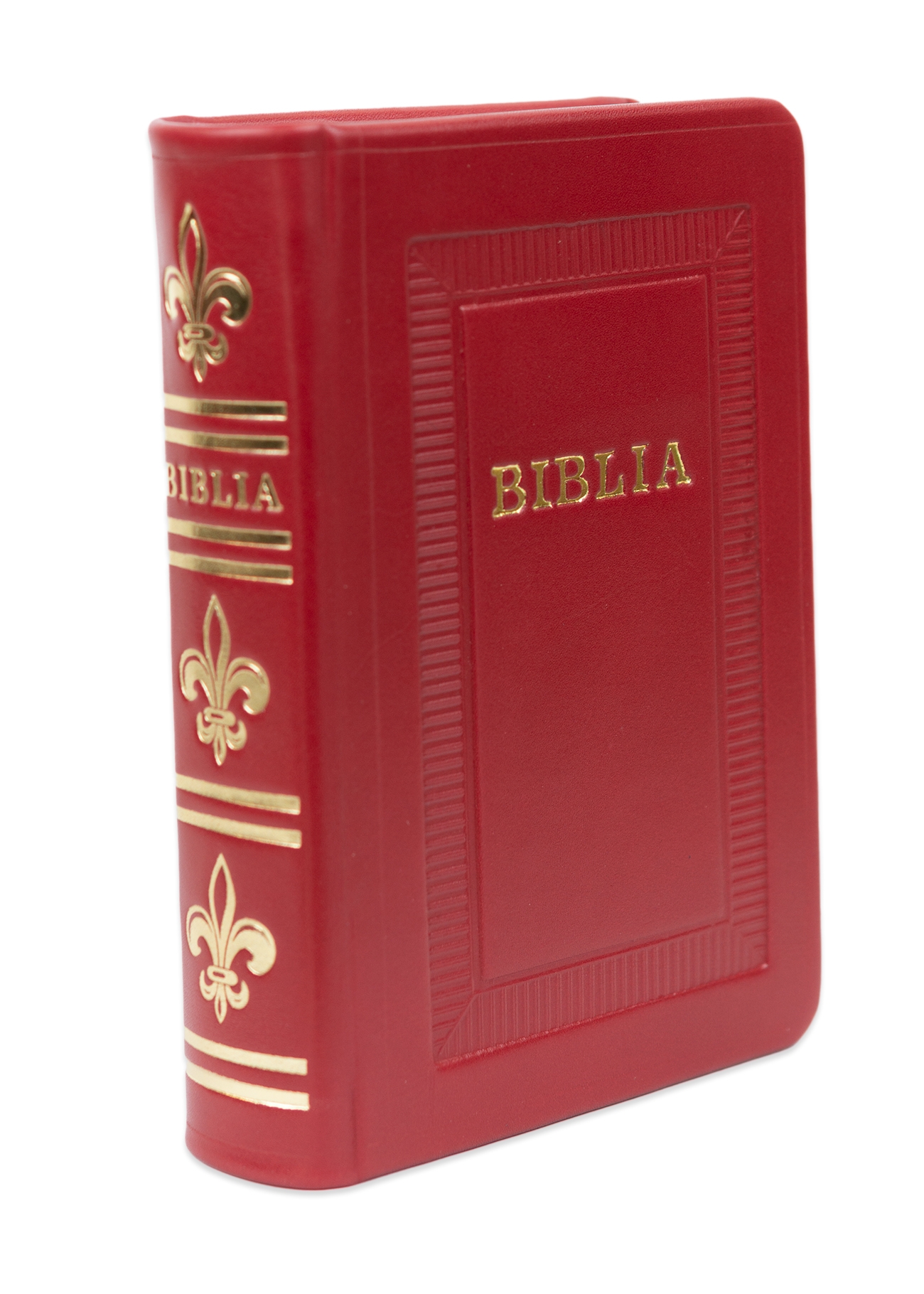 Biblie marime mica, piele, hand made, culoare rosie, index, fara fermoar, margini argintii, cuv. lui Isus cu rosu [047 HM]